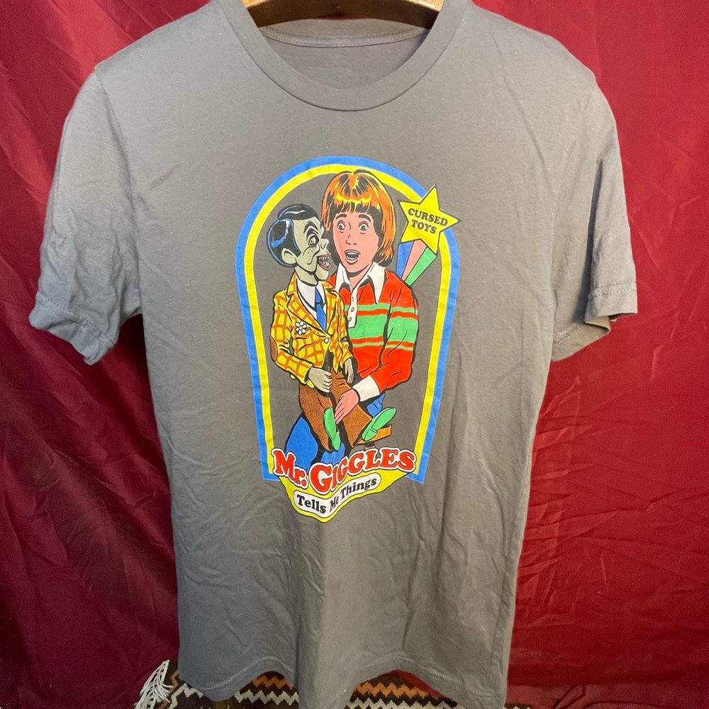 Steven Rhodes Mr. Giggles Cursed Toys Dark Humor Horrorcore Graphic Tee Medium